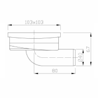 Bruckner Podlahová vpust 103x103 boční, DN40, mřížka nerez lesk 183.052.0