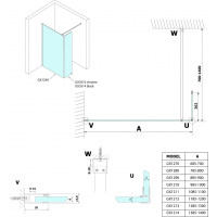 Gelco VARIO přídavný panel 350mm, čiré sklo, černá GX3514