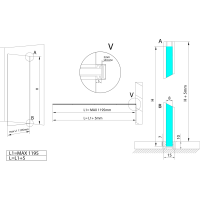 Polysan ARCHITEX LINE sada pro uchycení skla, podlaha-stěna, max. š. 1200mm, leštěný hliník AL2112