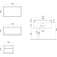 GSI PURA konstrukce pod umyvadlo 82x46cm, černá mat MSP8228