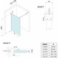 Bruckner SPITZA sprchová zástěna WALK-IN, 800mm 750.080.1