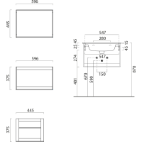 GSI PURA konstrukce pod umyvadlo 62x46cm, černá mat MSP6228