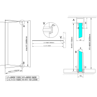 Polysan ARCHITEX LINE sada pro uchycení skla, podlaha-stěna-strop, max. š. 1600mm, černá mat AXL2816B