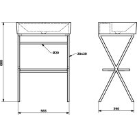 Sapho FERRO podstavec pod umyvadlo 565x720x390mm, černá SKA560-1