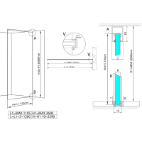 Polysan ARCHITEX LINE sada pro uchycení skla, podlaha-stěna-strop, max. š. 1200mm, černá mat AXL2812B