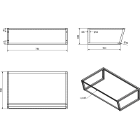 Sapho SKA konzole pod umyvadlo 750x200x460mm, černá mat SKA202