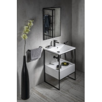Sapho SKA konzole pod umyvadlo se zásuvkou 600x850x460mm, černá mat/bílá lesk SKA601