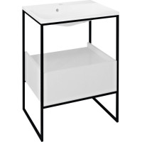 Sapho SKA konzole pod umyvadlo se zásuvkou 600x850x460mm, černá mat/bílá lesk SKA601