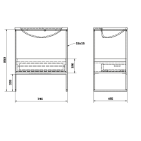 Sapho SKA konzole pod umyvadlo se zásuvkou 750x850x460mm, černá mat/bílá lesk SKA602