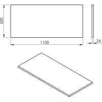 Sapho PLATO deska Rockstone 1100x24x500mm, bílá mat PL110-0101