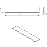 Sapho AVICE deska 220x36cm, cement AV2267