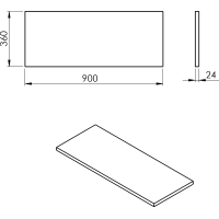 Sapho PLATO deska Rockstone 900x24x360mm, bílá mat PL096-0101