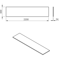 Sapho PLATO deska Rockstone 2200x24x500mm, bílá mat PL220-0101