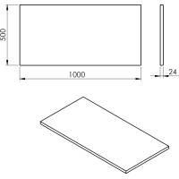 Sapho PLATO deska Rockstone 1000x24x500mm, bílá mat PL100-0101