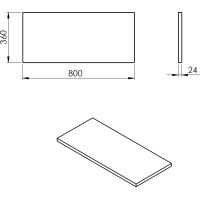 Sapho PLATO deska Rockstone 800x24x360mm, bílá mat PL086-0101
