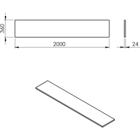 Sapho PLATO deska Rockstone 2000x24x360mm, bílá mat PL206-0101