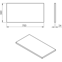 Sapho PLATO deska Rockstone 700x24x360mm, bílá mat PL076-0101