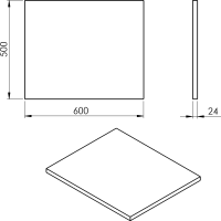 Sapho PLATO deska Rockstone 600x24x500mm, bílá mat PL060-0101