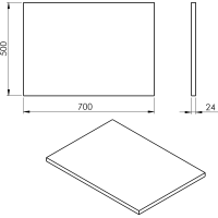 Sapho PLATO deska Rockstone 700x24x500mm, bílá mat PL070-0101