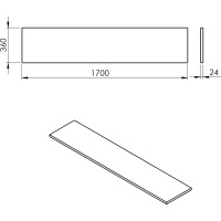 Sapho PLATO deska Rockstone 1700x24x360mm, bílá mat PL176-0101