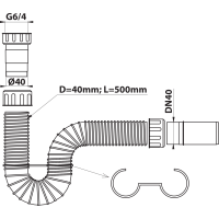 Bruckner FLEXY dřezový sifon flexibilní 6/4", odpad 40mm, bílá 155.183.0