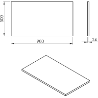 Sapho PLATO deska Rockstone 900x24x500mm, bílá mat PL090-0101