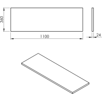 Sapho PLATO deska Rockstone 1100x24x360mm, bílá mat PL116-0101