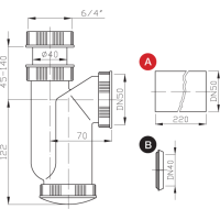 Bruckner Dřezový sifon 6/4", DN50, bílá 155.115.0