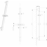 Sapho Sprchová tyč, posuvný držák, 680mm, ABS/zlato mat 1206-07GB