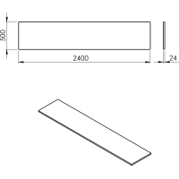 Sapho PLATO deska Rockstone 2400x24x500mm, bílá mat PL240-0101