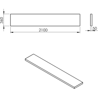 Sapho AVICE deska 210x36cm, cement AV2167