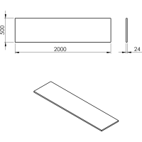 Sapho PLATO deska Rockstone 2000x24x500mm, bílá mat PL200-0101