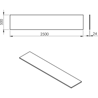 Sapho PLATO deska Rockstone 2500x24x500mm, bílá mat PL250-0101