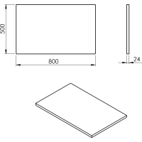 Sapho PLATO deska Rockstone 800x24x500mm, bílá mat PL080-0101