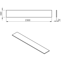 Sapho PLATO deska Rockstone 2300x24x360mm, bílá mat PL236-0101