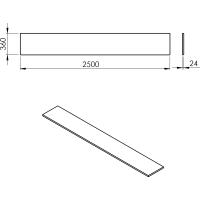 Sapho PLATO deska Rockstone 2500x24x360mm, bílá mat PL256-0101