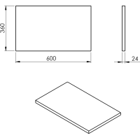 Sapho PLATO deska Rockstone 600x24x360mm, bílá mat PL066-0101