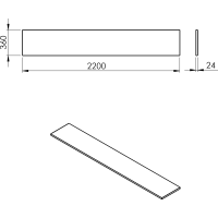 Sapho PLATO deska Rockstone 2200x24x360mm, bílá mat PL226-0101