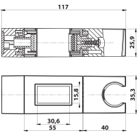 Sapho Držák pro sprchovou tyč 30x15mm, ABS/černá mat NDSC615