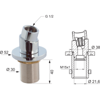 Sapho Sprchová průchodka na vanu s mezikusem F1/2"-M15x1, chrom 1205-41