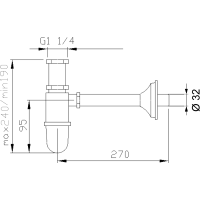 Sapho RETRO umyvadlový sifon 5/4", odpad 32 mm, zlato 9595