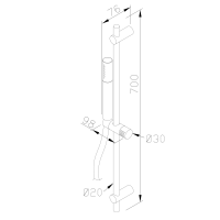 Sapho MINIMAL sprchová tyč, posuvný držák, 700mm, nerez MI001