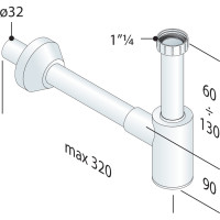 Bruckner CRONO umyvadlový sifon 5/4", odpad 32mm, bílá 151.108.0