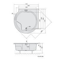 Polysan ROYAL CORNER kulatá vana s konstrukcí 173x173x49cm, bílá 74211