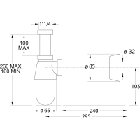 Bonomini THERMOTRAP umyvadlový sifon, 5/4", odpad 32 mm, ABS/chrom 0570EC25K7