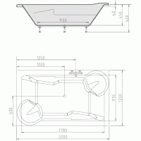 Polysan DUO obdélníková vana 200x120x45cm, bílá 16111