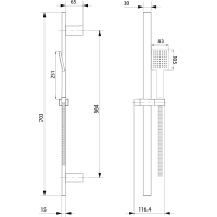 Sapho Sprchová souprava hranatá, posuvný držák 700mm, černá mat SC615