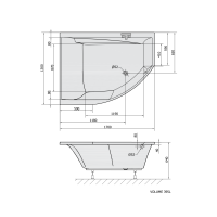 Polysan TANDEM L asymetrická vana 170x130x50cm, bílá 96611