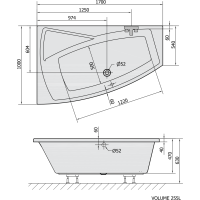 Polysan EVIA L asymetrická vana 170x100x47cm, bílá 21611