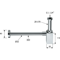 Sapho Umyvadlový sifon 5/4", odpad 32mm, hranatý, zlato mat SI419